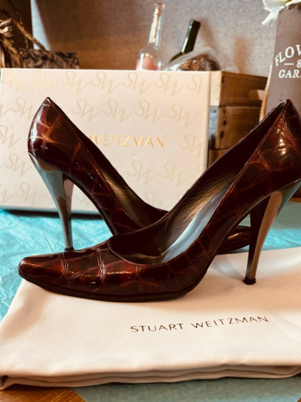 Stuart Weitzman Burgundy Patent Leather Pumps Size 7